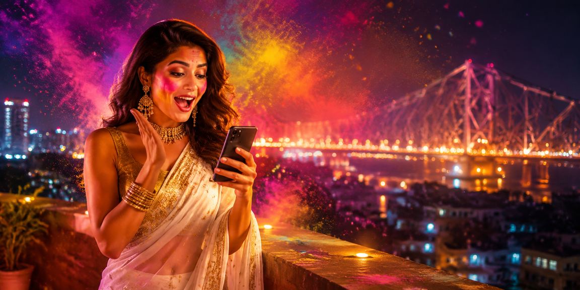 Kolkata Howrah Bridge with Rummy card game culture