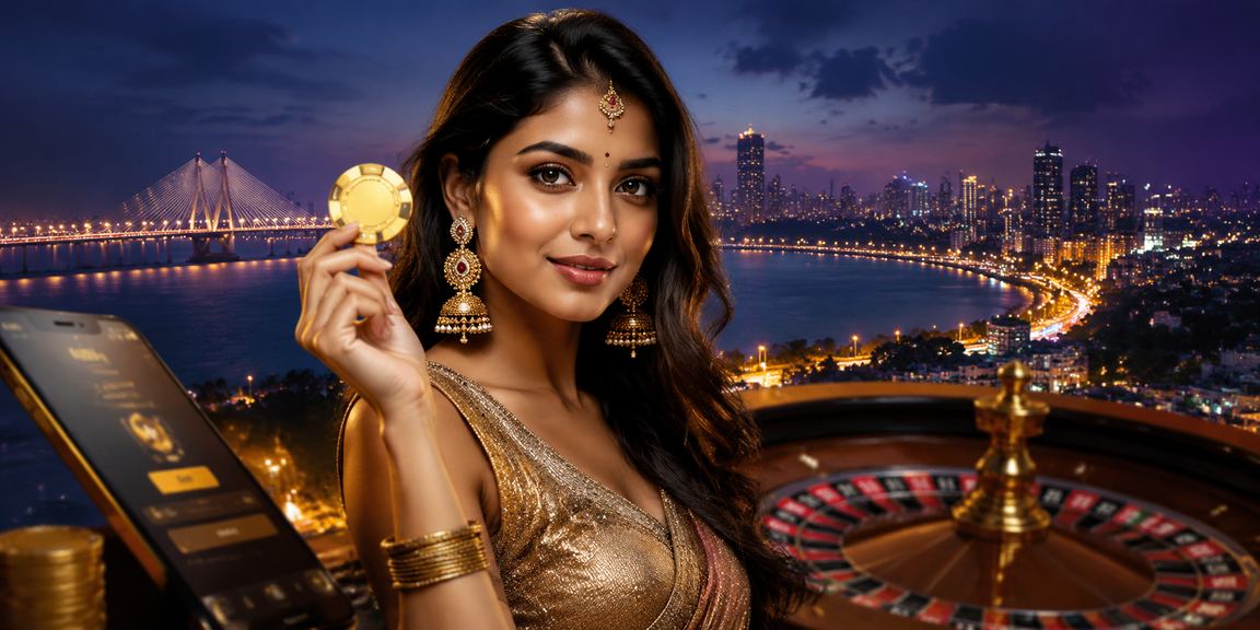 Young woman playing roulette in Mumbai casino setting